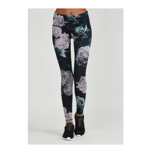 Noli Active Allure Floral Yoga Leggings Size XS Black Pink‎ Grey Rose Print - Picture 3 of 15